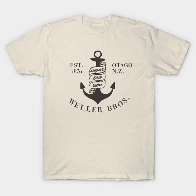 Weller Bros: Wellerman sea shanty logo (dark text) T-Shirt by Ofeefee